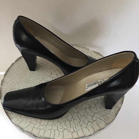 VTG Bassotto Black Block Heal -Square Toe Pump - Picture 2 of 7